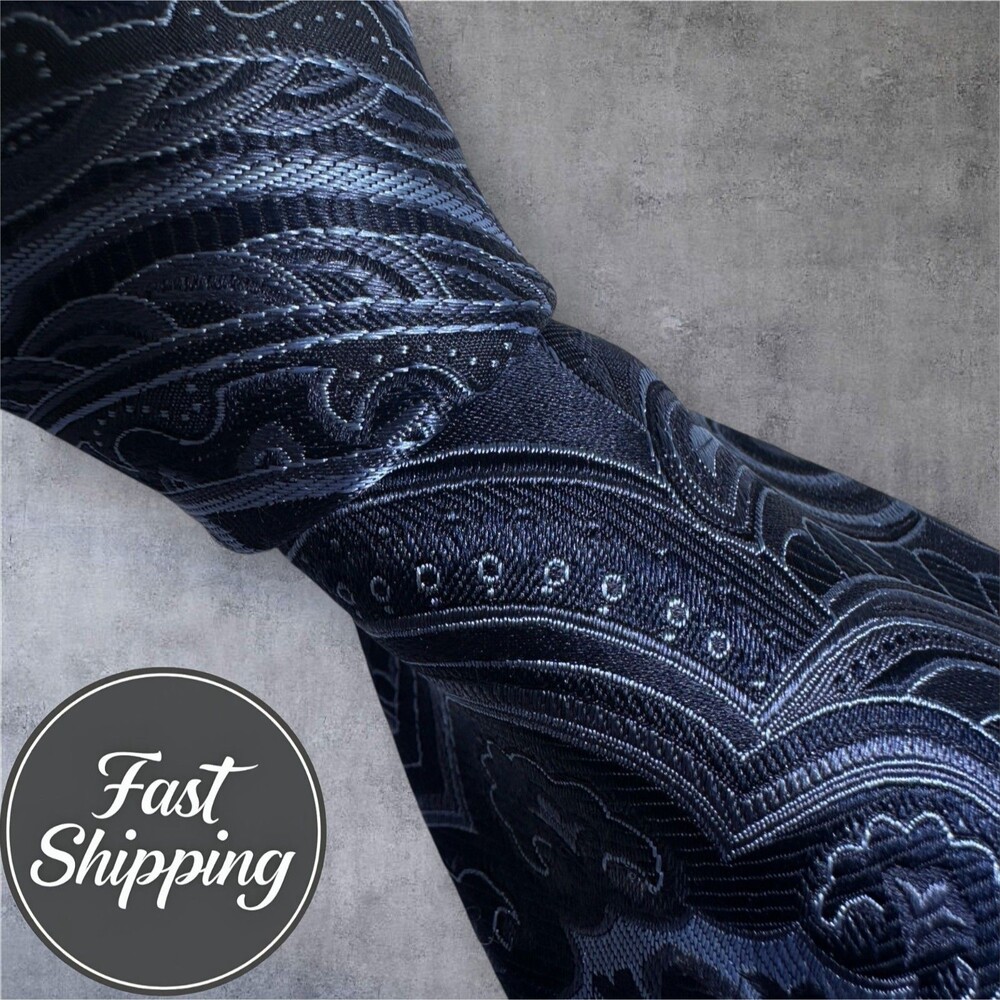 DONALD J. TRUMP Silk Tie Paisley 100% Silk Necktie Blue/Navy
